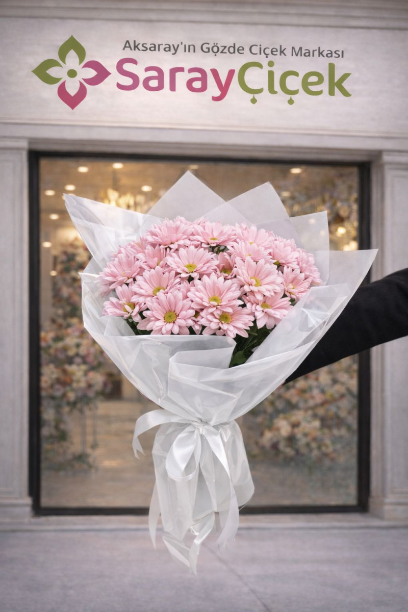 pembe papatya buketi