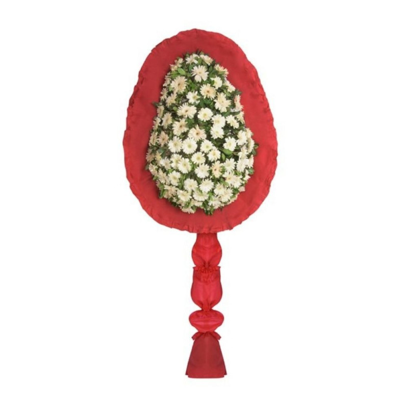 Beyaz Gerbera Tek Katlı Açılış Çelenk