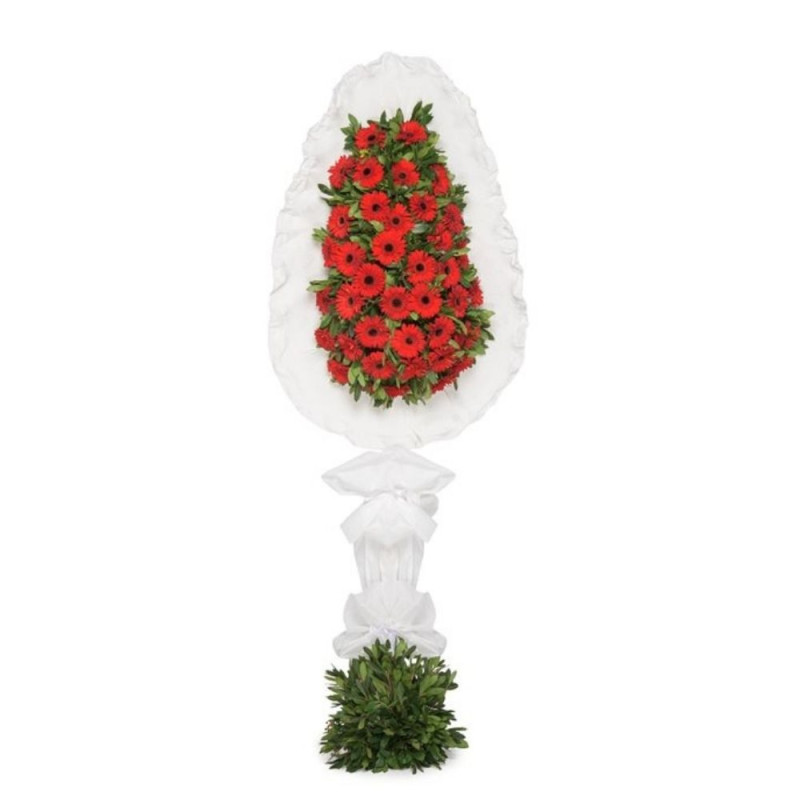 Kırmızı Gerbera Çiçekli Çelenk